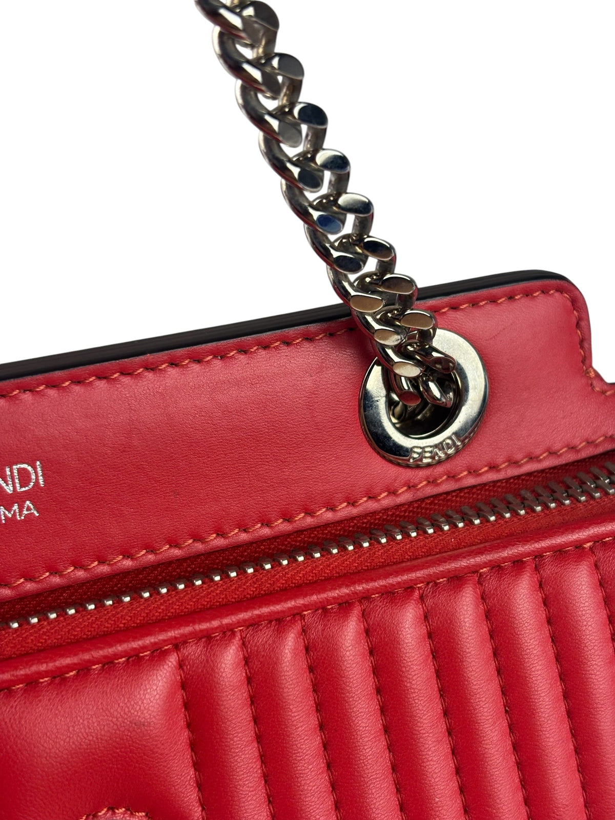 Fendi Vintage Red Calfskin Potcom Click Small Shoulder Bag