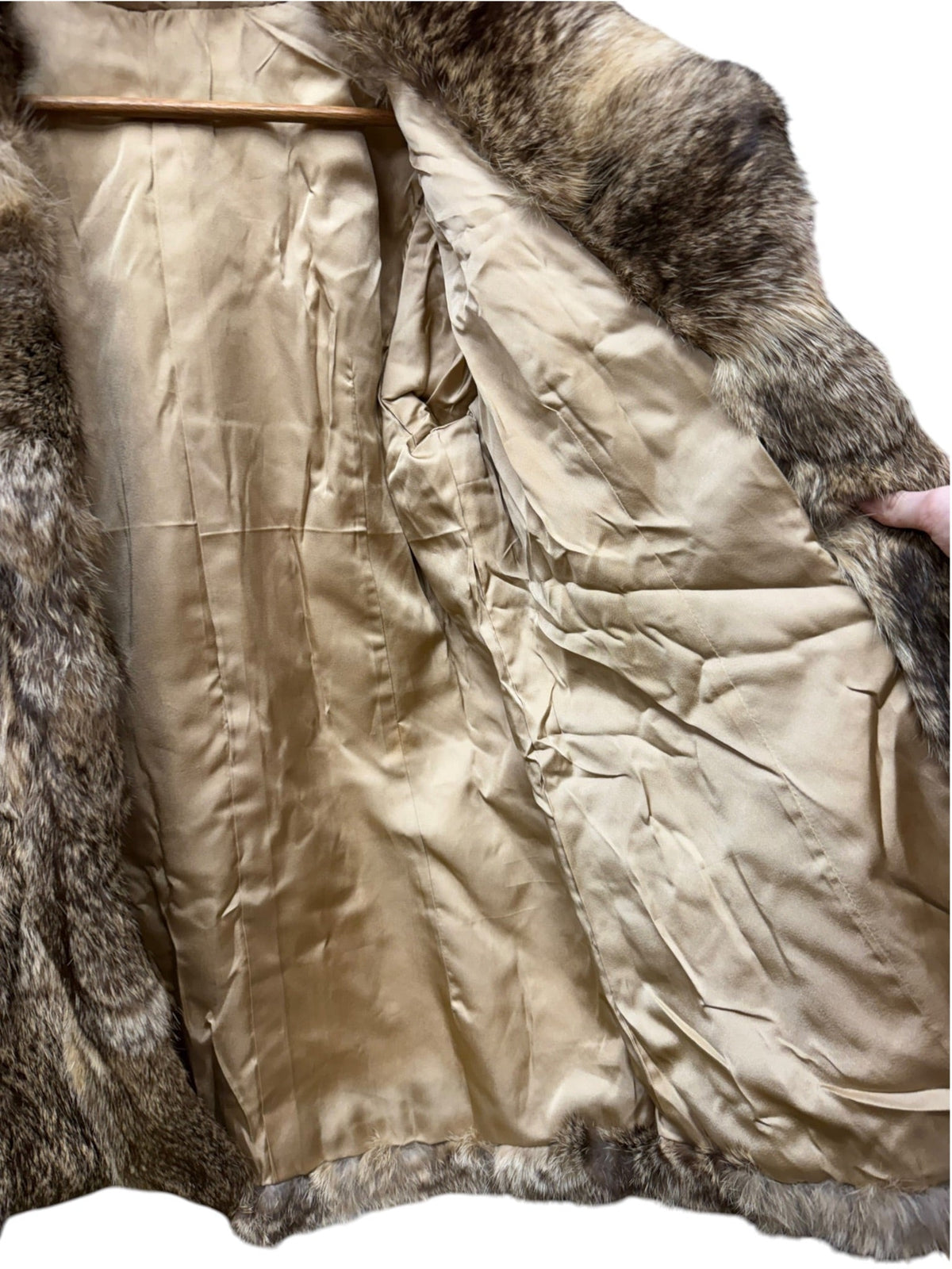 Vintage Dark Brown/Beige Collared Fur Coat
