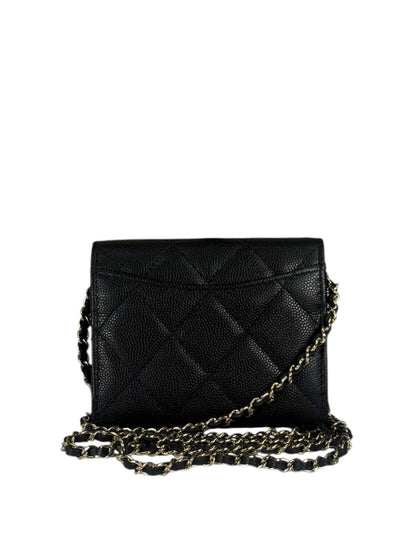 Chanel Black Caviar Quilted Card Holder 2019