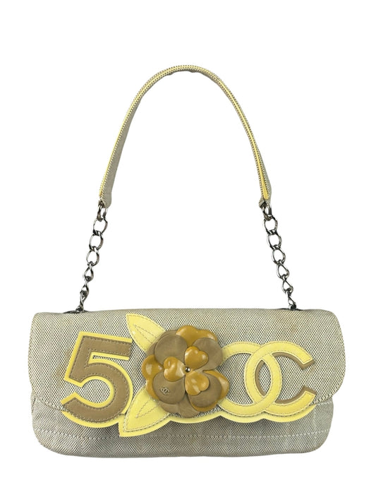 Chanel Woven Leather Trim Camellia No.5 Small Flap Bag 2005