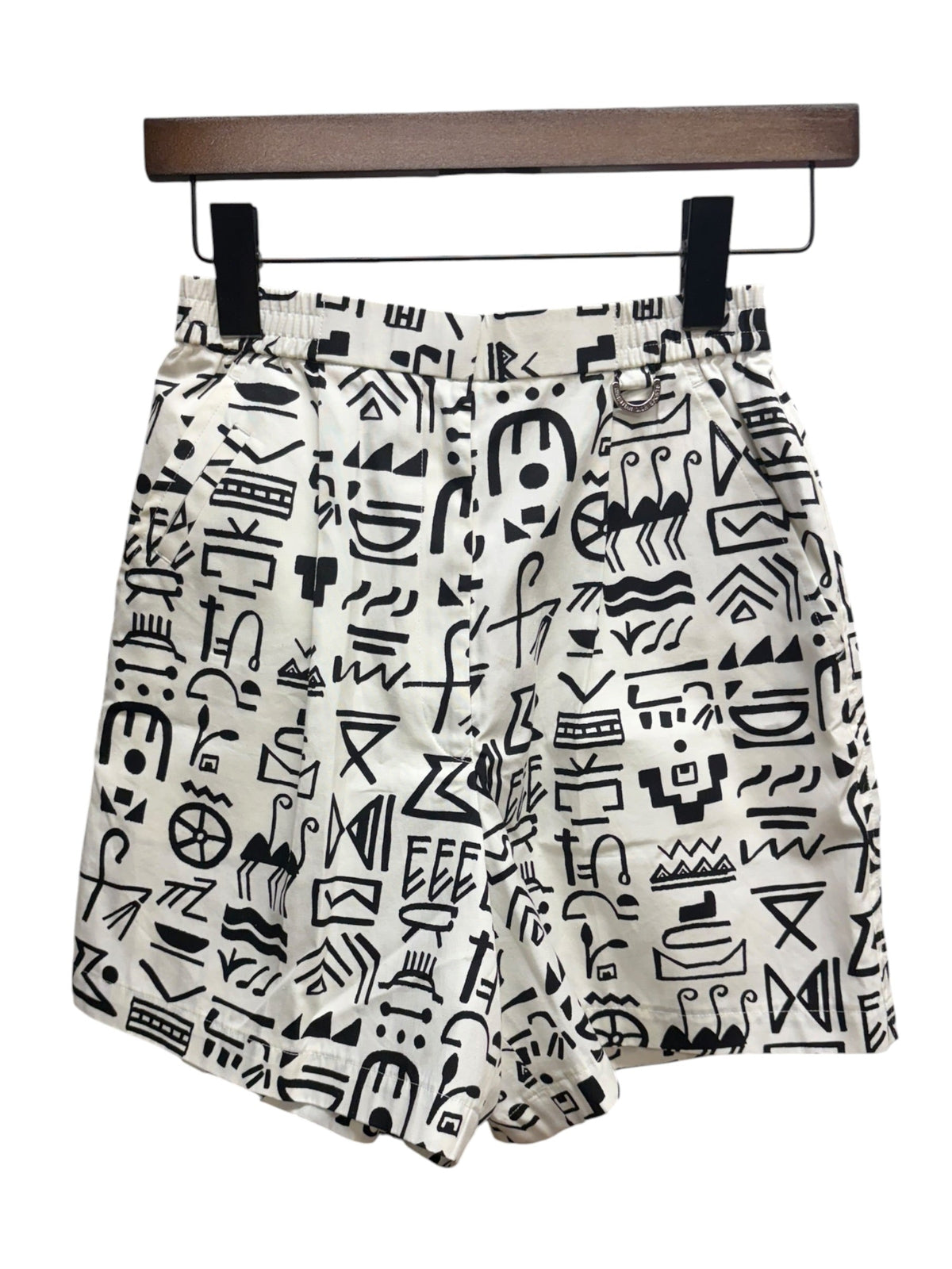 Christian Dior White/Black Hieroglyphic Style Print Sports Shorts