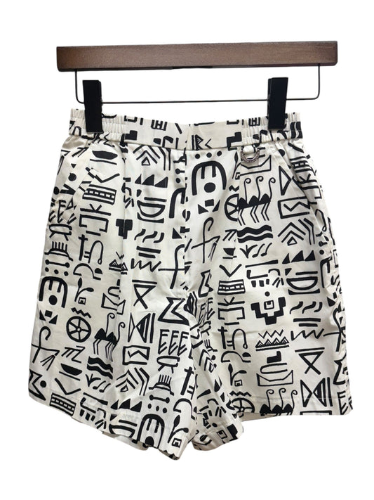 Christian Dior White/Black Hieroglyphic Style Print Sports Shorts