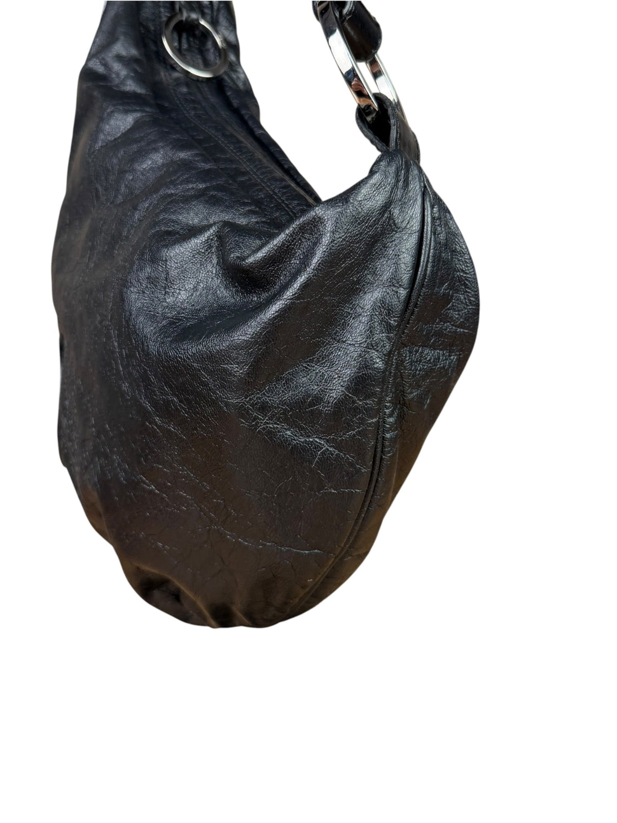 Fendi Vintage Black Leather Oyster Hobo Bag
