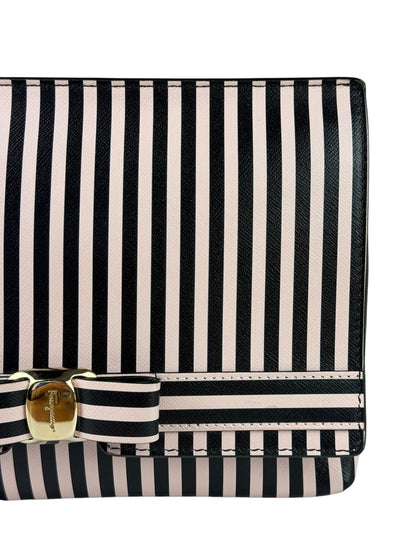 Salvatore Ferragamo Pink/Black Striped Crossbody Bag