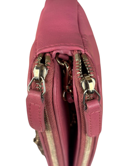 Chanel Pink Quilted Leather Zip Wallet on Chain Bag 2018