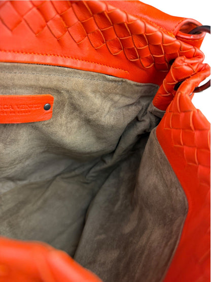 Bottega Veneta Sunset Orange Intrecciato Leather Hobo Tote