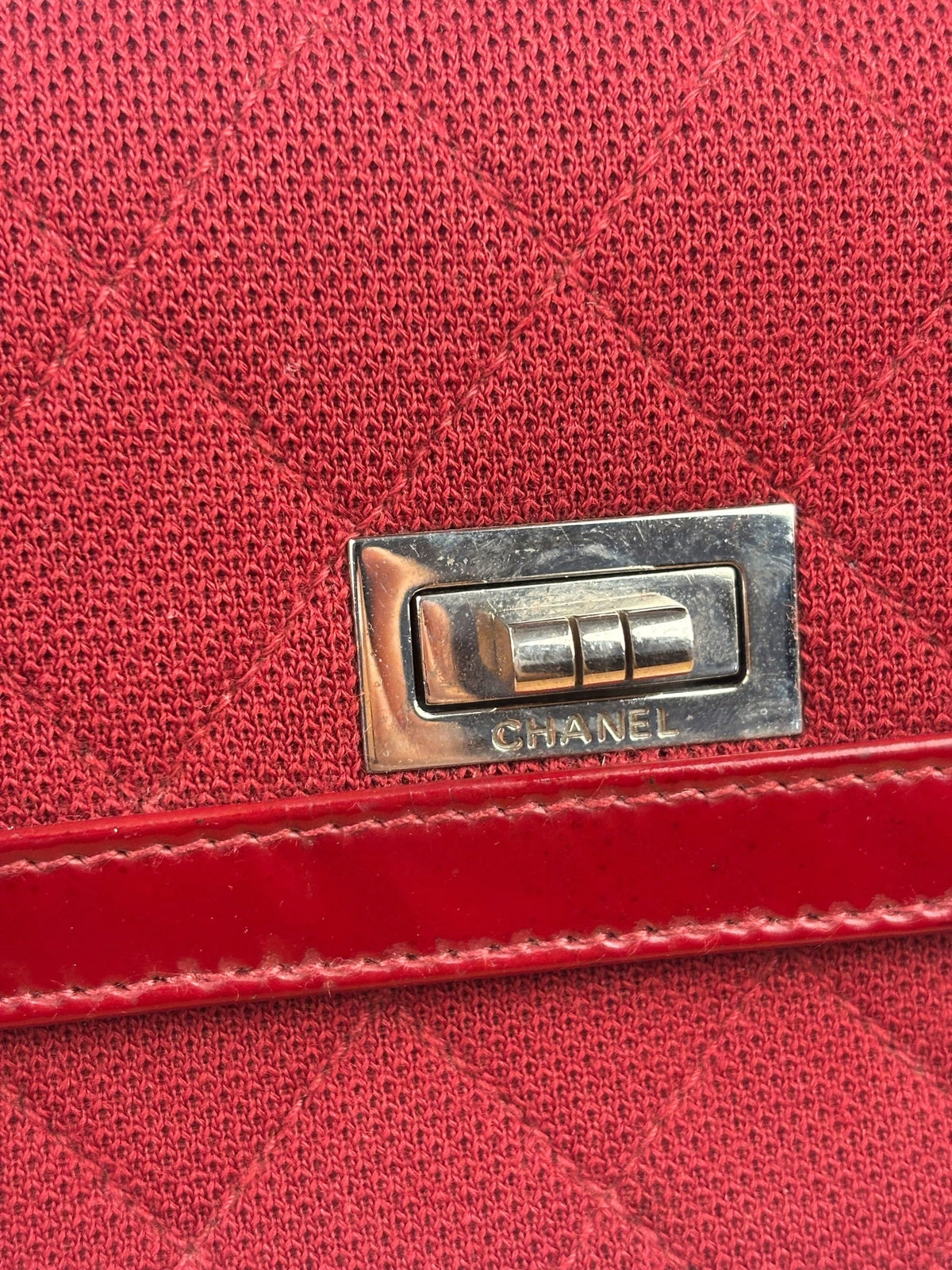 Chanel Dark Red East West Chocolate Bar Patent Trim Handbag 2002-03