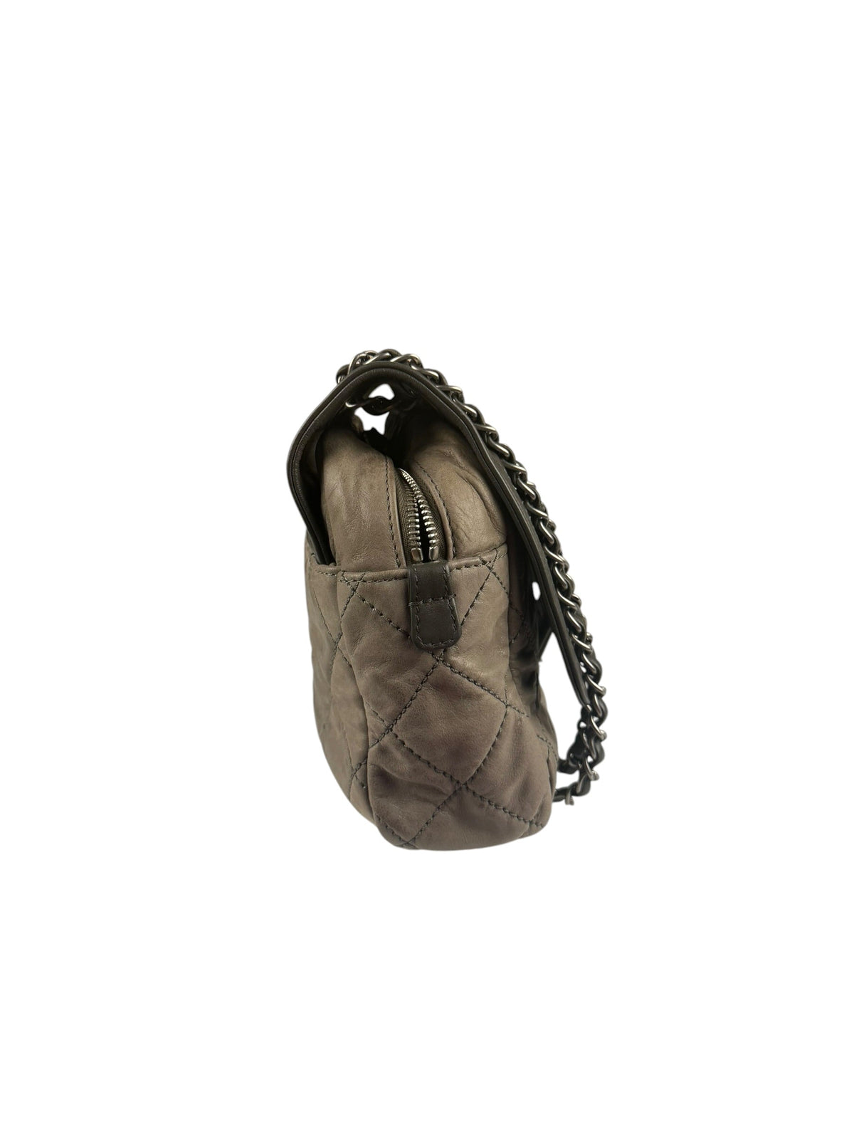 Chanel Olive Two Tone Quilted Leather Chain Flap Bag 2011