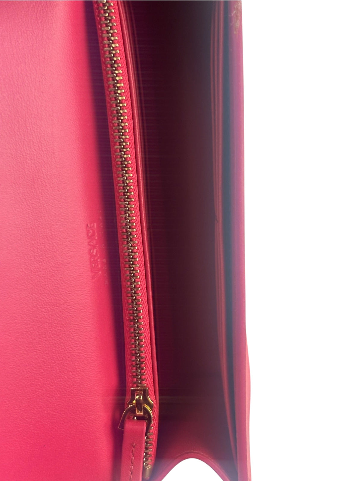 Versace Pink Leather Greca Goddess Flap Wallet-On-Chain