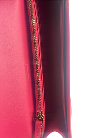 Versace Pink Leather Greca Goddess Flap Wallet-On-Chain