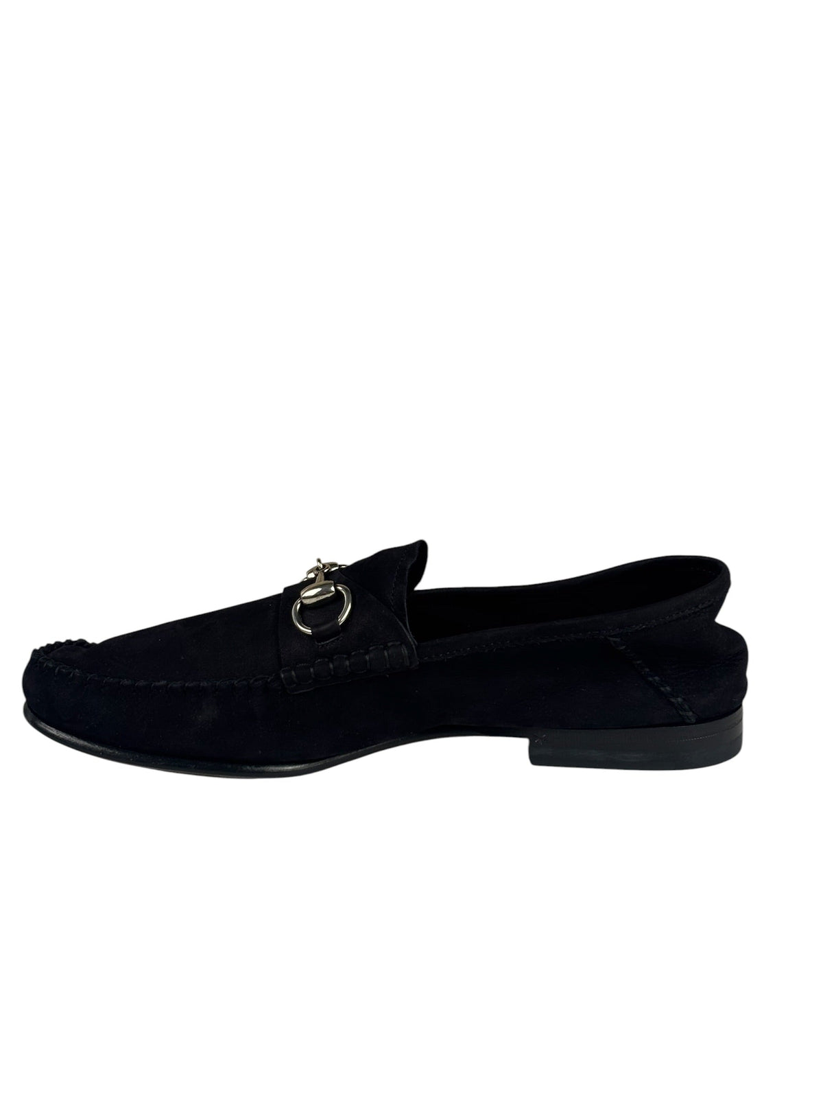 Gucci Black Suede Horsebit Loafers