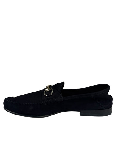 Gucci Black Suede Horsebit Loafers