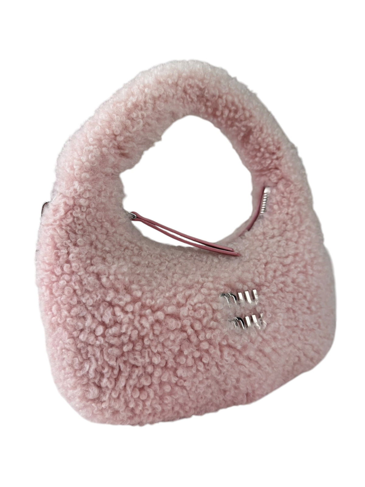 Miu Miu Pink Wool Teddy Two-Way Hobo Bag