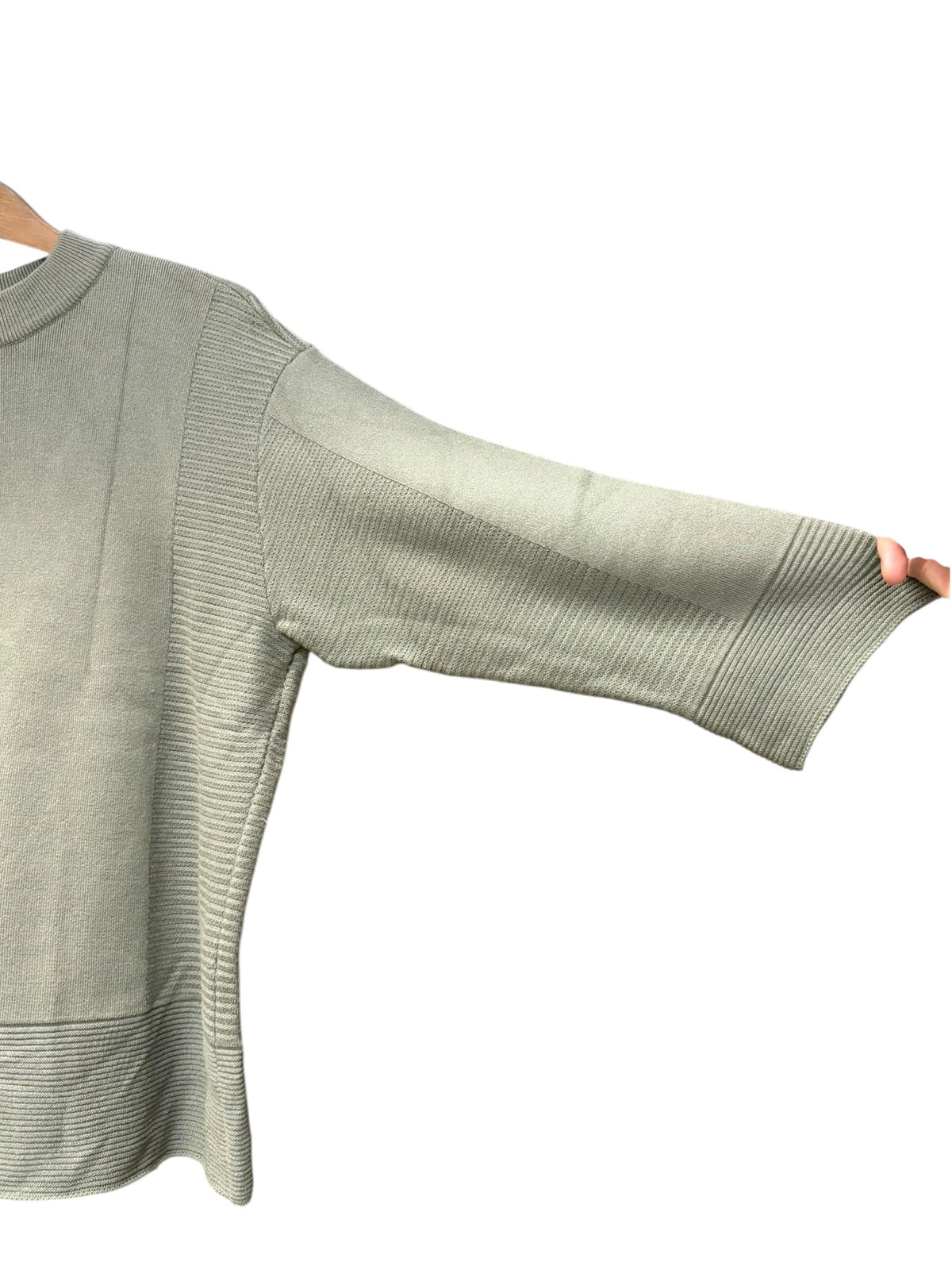 Issey Miyake Pleats Please Green Ribbed Knit Sweater