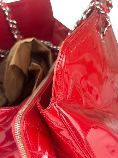 Chanel Lipstick Red Patent Leather Paris-Venice CC Jumbo Tote 2010