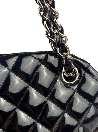 Chanel Large Black Patent Leather Mademoiselle Bowling Bag 2011-12