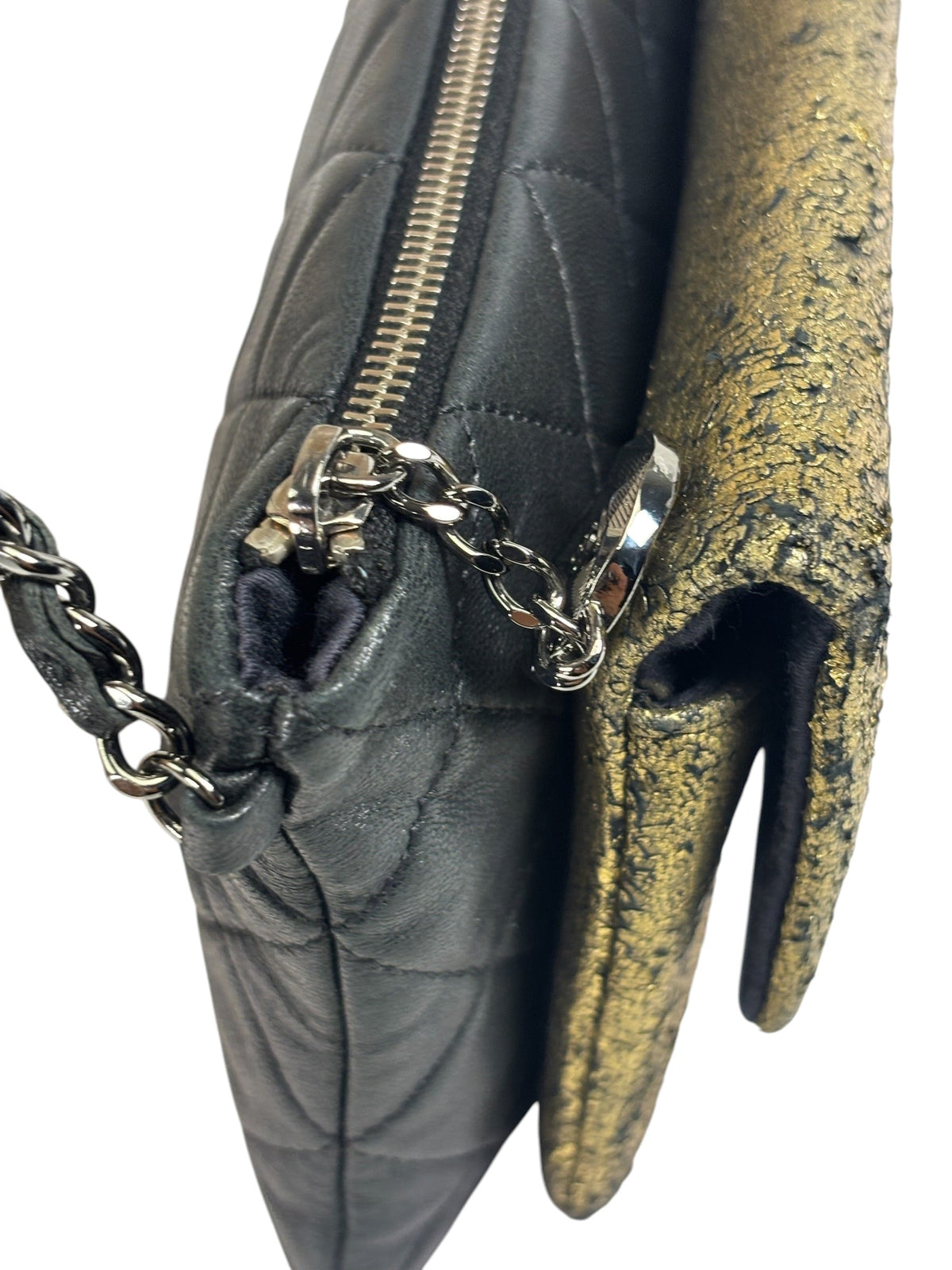 Chanel Black/Golden Quilted Lambskin Night Clutch On Chain Flap Bag 2012