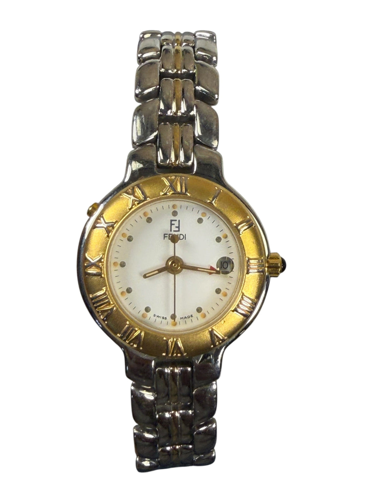 Fendi 920L 2Tone White Dial Red Hand