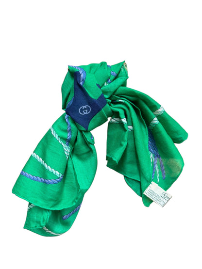Gucci Green Cotton Rope & Anchor Scarf