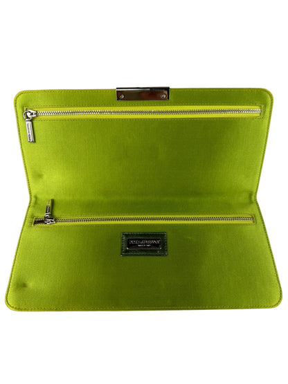Dolce & Gabbana Lime Green Satin Clutch