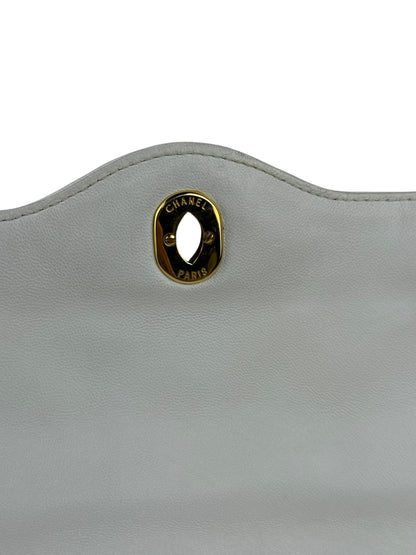 Chanel CC White Quilted Double Flap Bag 1988