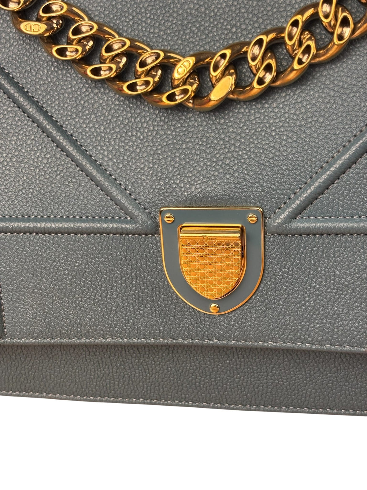 Christian Dior Blue Cowhide Diorama Two-Way Bag