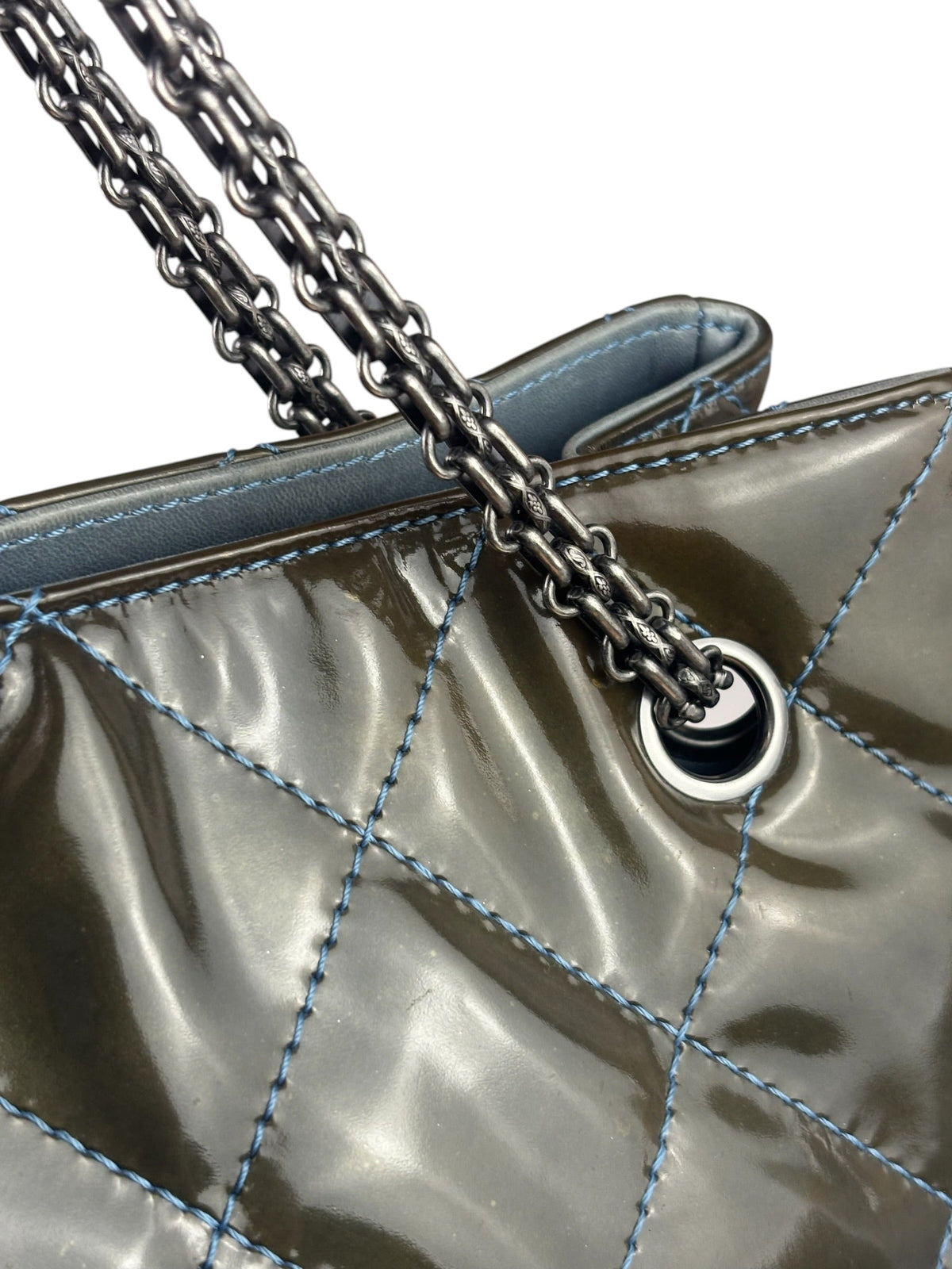 Chanel Green Quilted Patent Leather Reissue XL Tote 2011