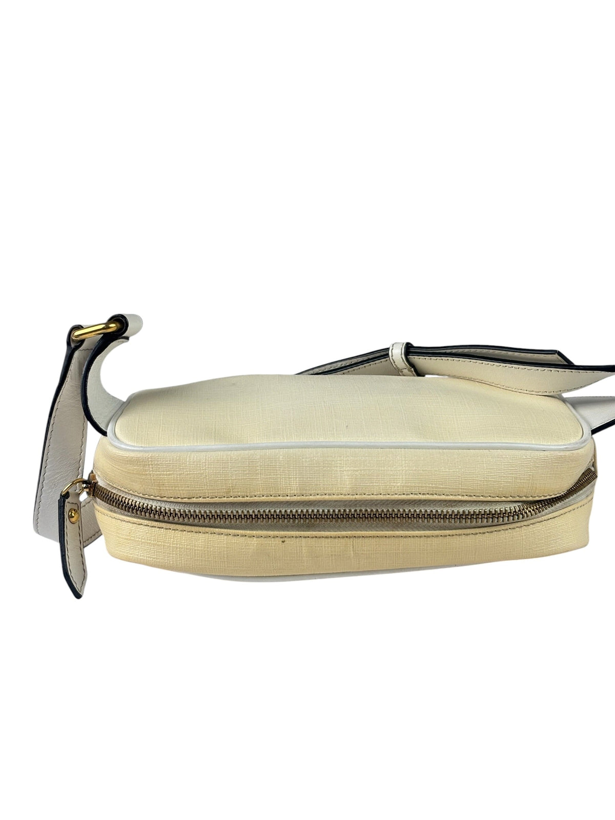 Versace Pastel Yellow Leather Logo Print Belt Bag