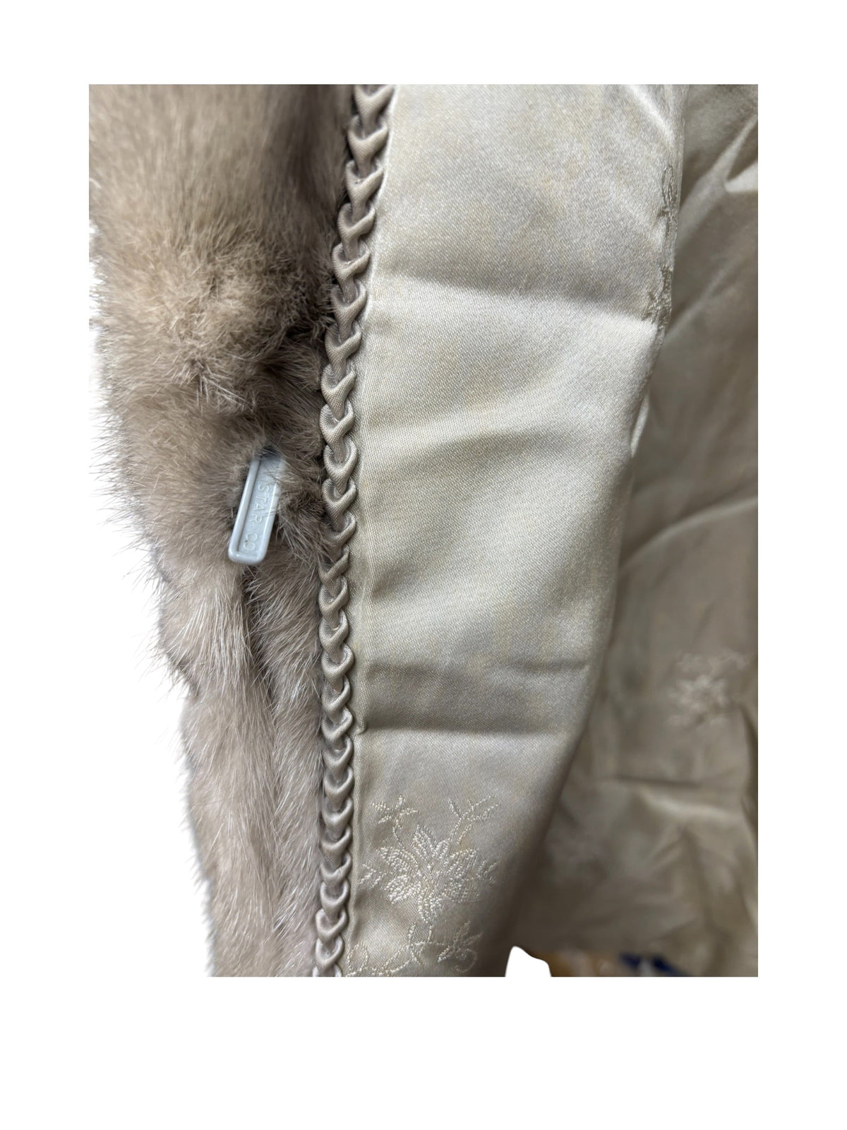 Vintage Light Grey Chevron Patterned Mink Coat