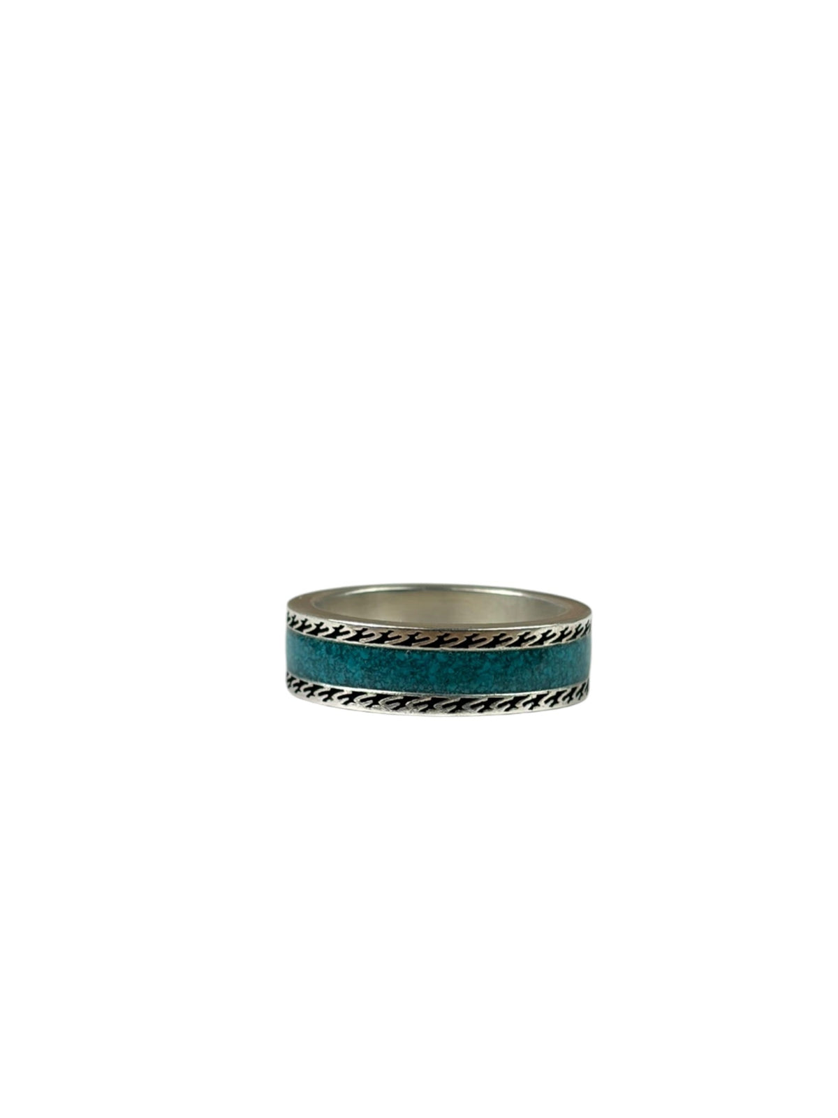 Gucci SS Silver & Turquoise Enamel Band Ring