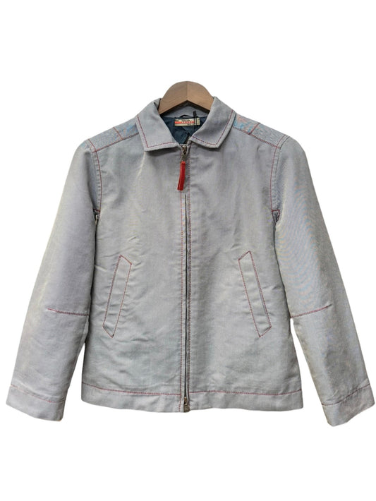 Prada Vintage Blue Striped Canvas Zip Up Collared Jacket