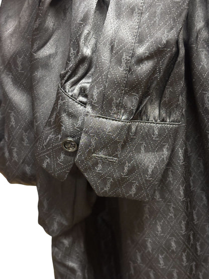Saint Laurent Paris YSL Silk Brilliant Cassandre Noir Button Shirt