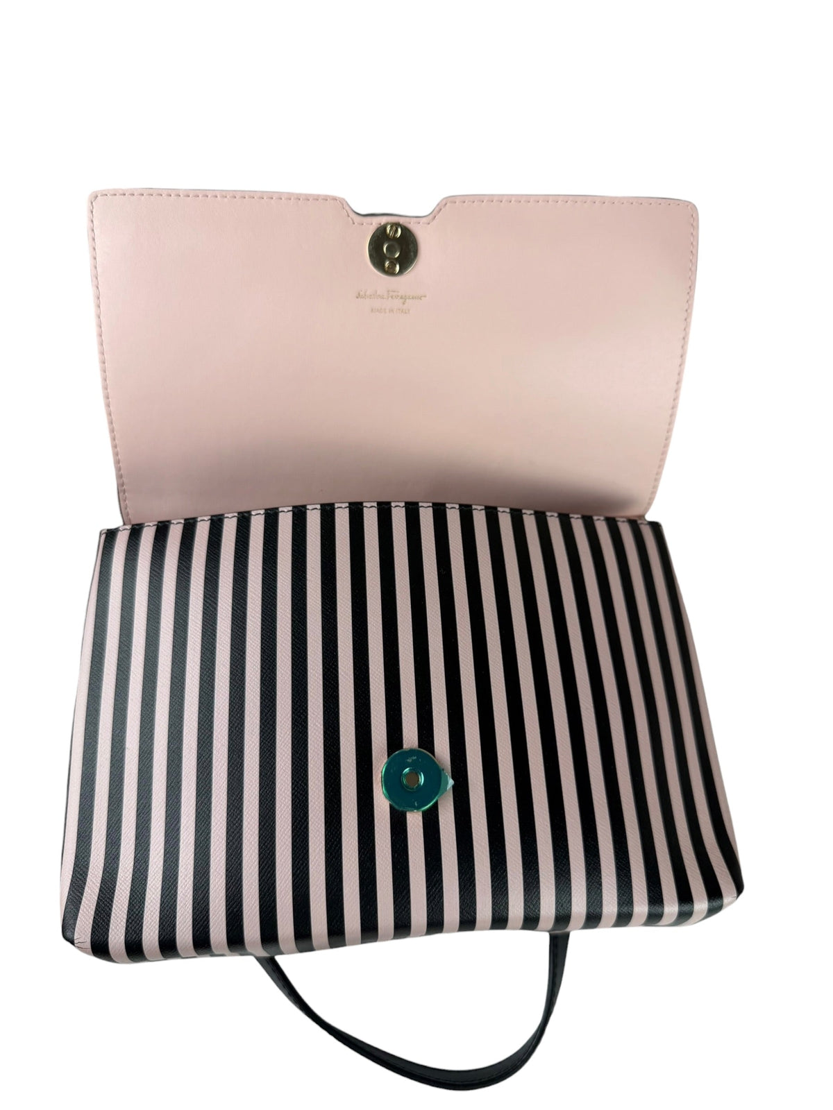 Salvatore Ferragamo Pink/Black Striped Crossbody Bag
