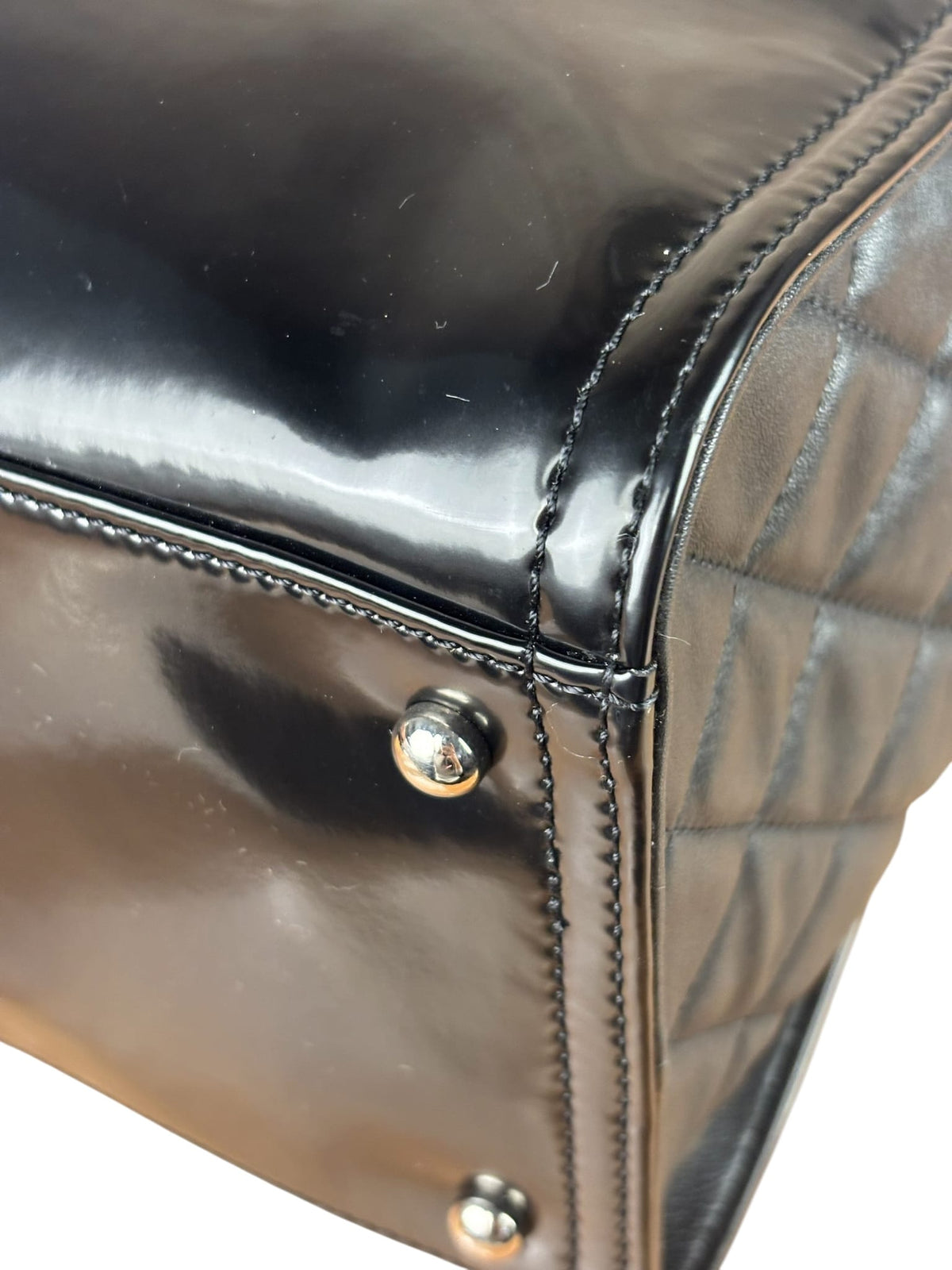 Chanel Black Patent Leather Quilted Lipstick Tote 2011