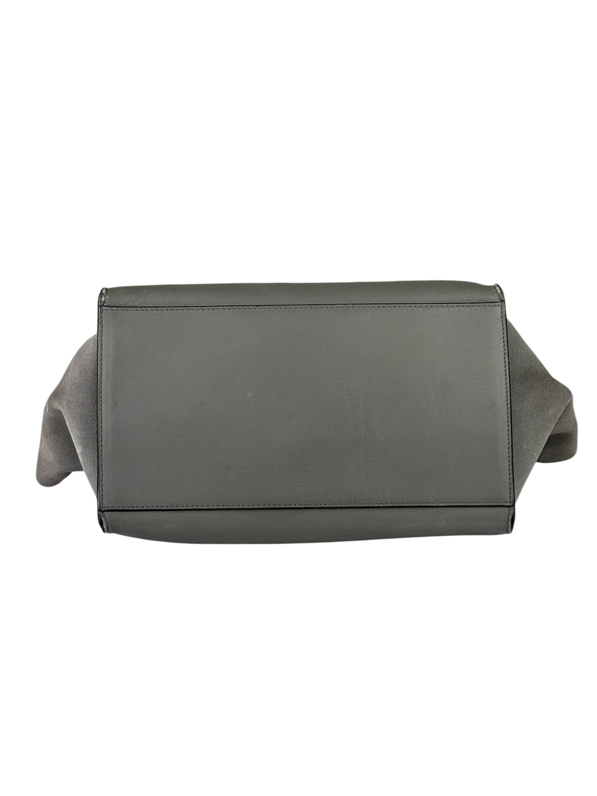 Celine Grey Suede/Leather Crocodile Embossed Trapeze Two-Way Bag