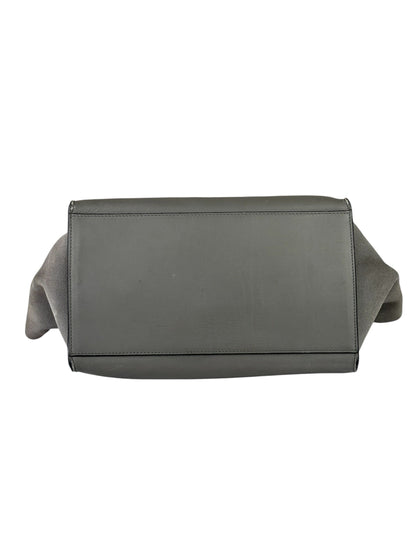 Celine Grey Suede/Leather Crocodile Embossed Trapeze Two-Way Bag