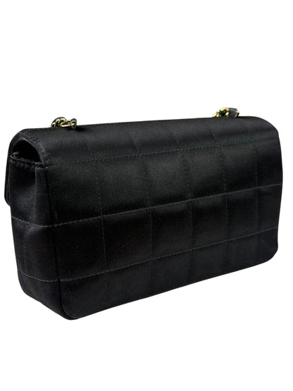 Chanel Black Satin Chocolate Bar Mini East-West Flap Bag