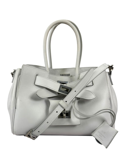 Balenciaga White Leather Bel Air Carry All Handbag