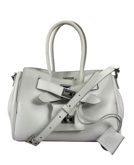 Balenciaga White Leather Bel Air Carry All Handbag