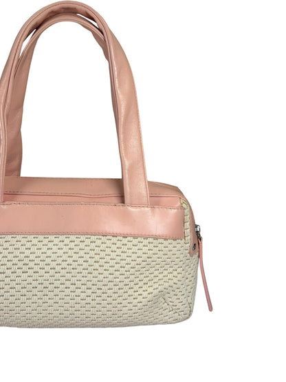 Chanel Cream/Pink Leather Lax Crochet Bowler Shoulder Bag 2004