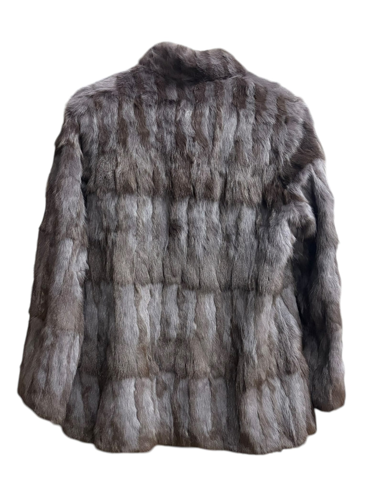 Vintage Russian Squirrel Greyish Brown Reversible Fur & Silk Coat