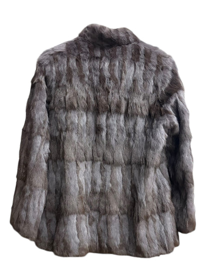Vintage Russian Squirrel Greyish Brown Reversible Fur & Silk Coat