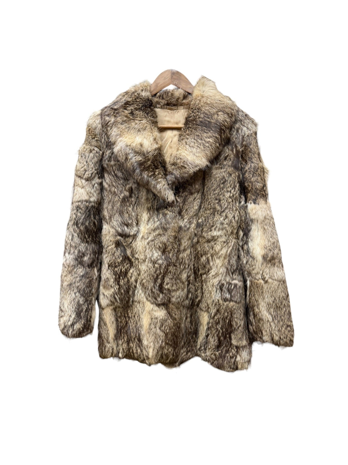 Vintage Dark Brown/Beige Collared Fur Coat