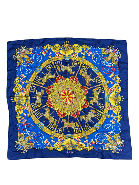 Hermes Navy Luna Park Silk Scarf