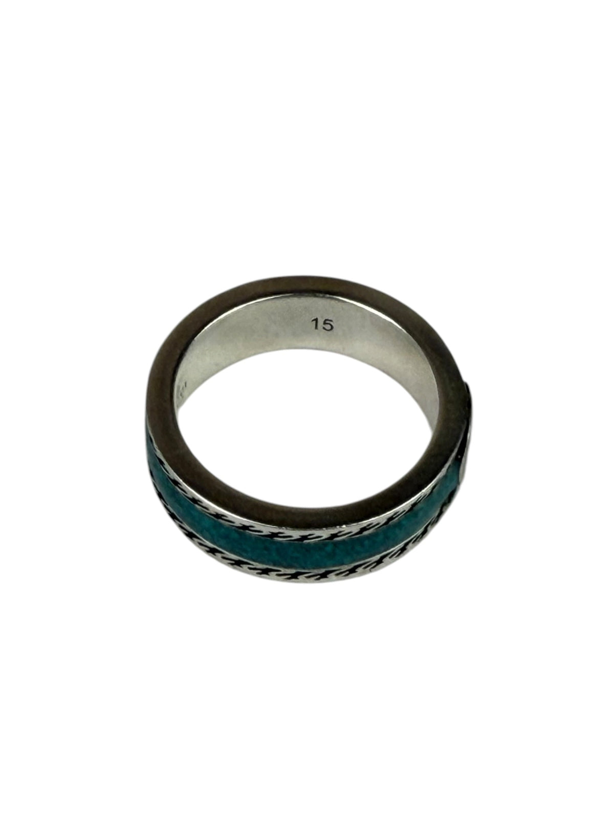 Gucci SS Silver & Turquoise Enamel Band Ring