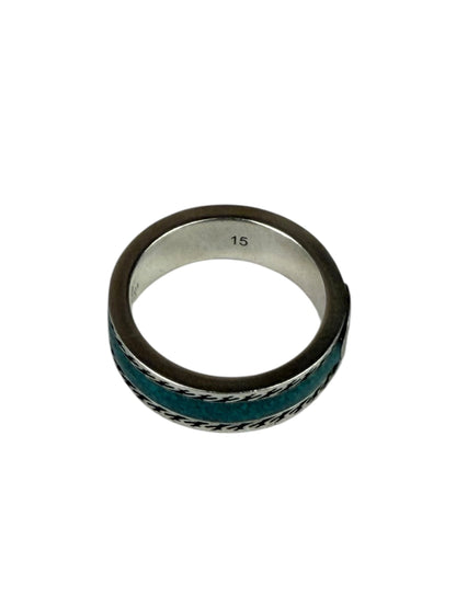 Gucci SS Silver & Turquoise Enamel Band Ring
