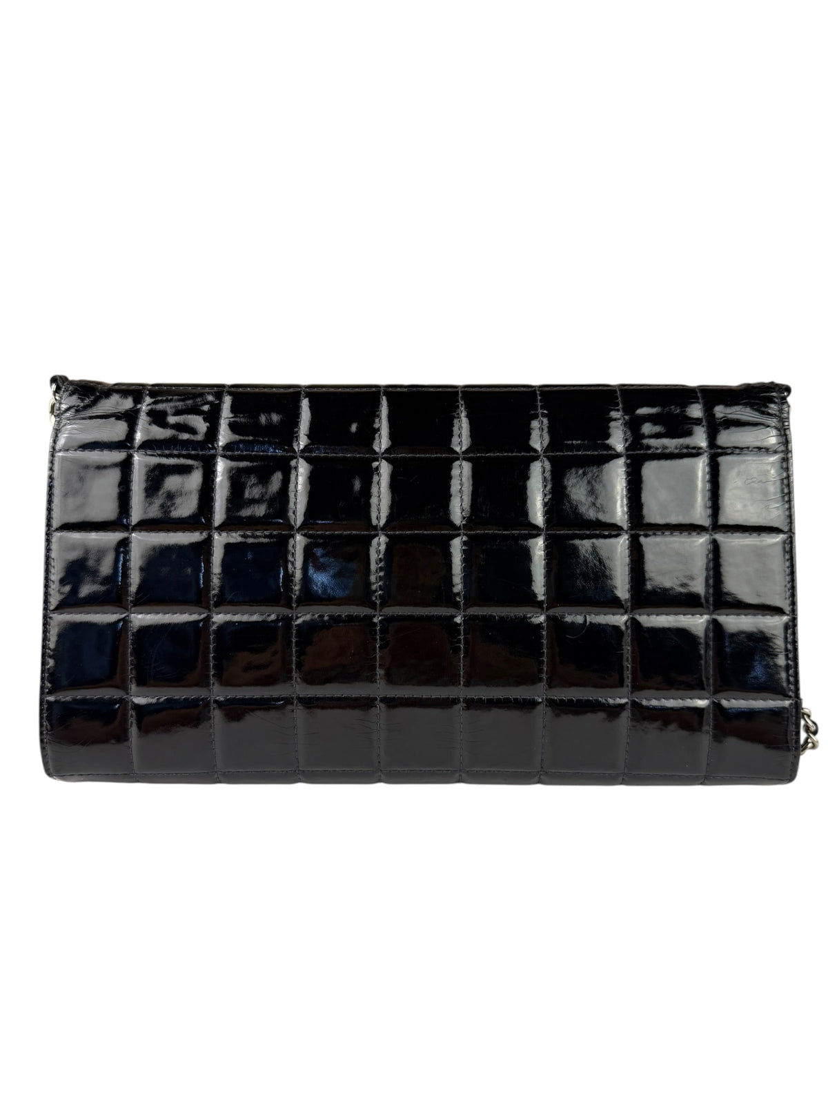 Chanel Black Patent Leather Chocolate Bar Flap Bag 2000