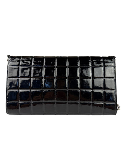 Chanel Black Patent Leather Chocolate Bar Flap Bag 2000