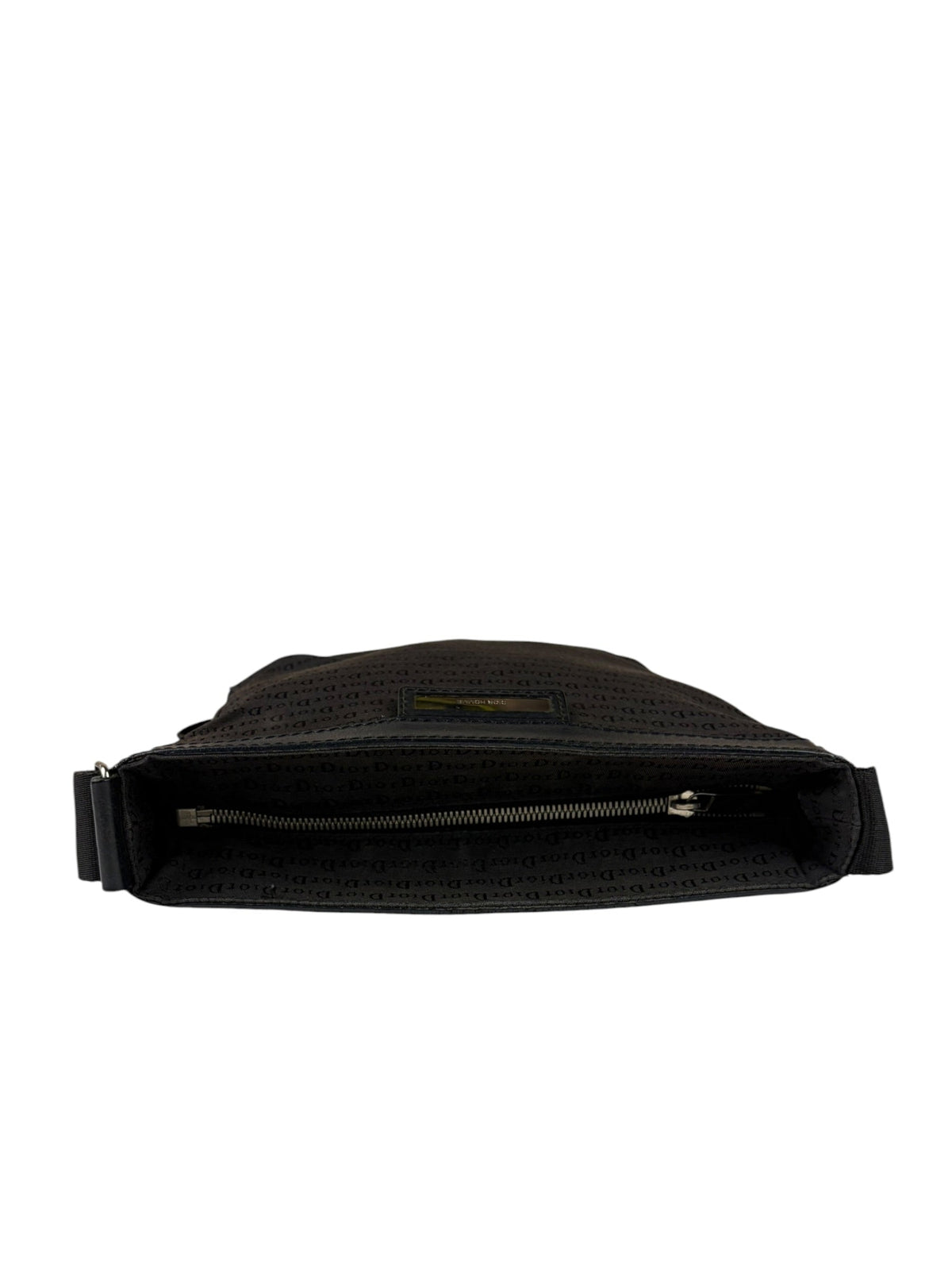 Christian Dior Black Leather Trim Canvas Dior Print Crossbody Bag