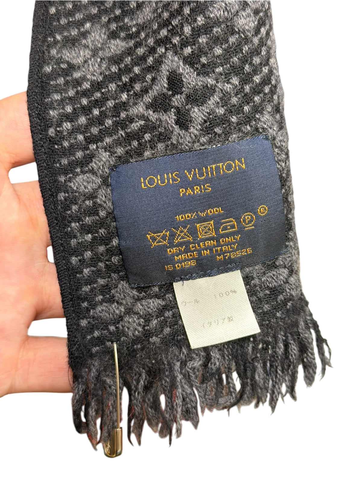 Louis Vuitton Grey/Black Monogram Wool Scarf